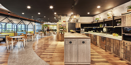 a modern looking commercial kitchen